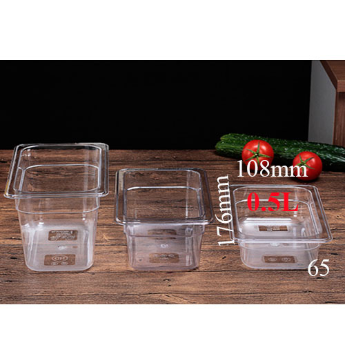 Khay mica có nắp đựng topping gn 1/9x65