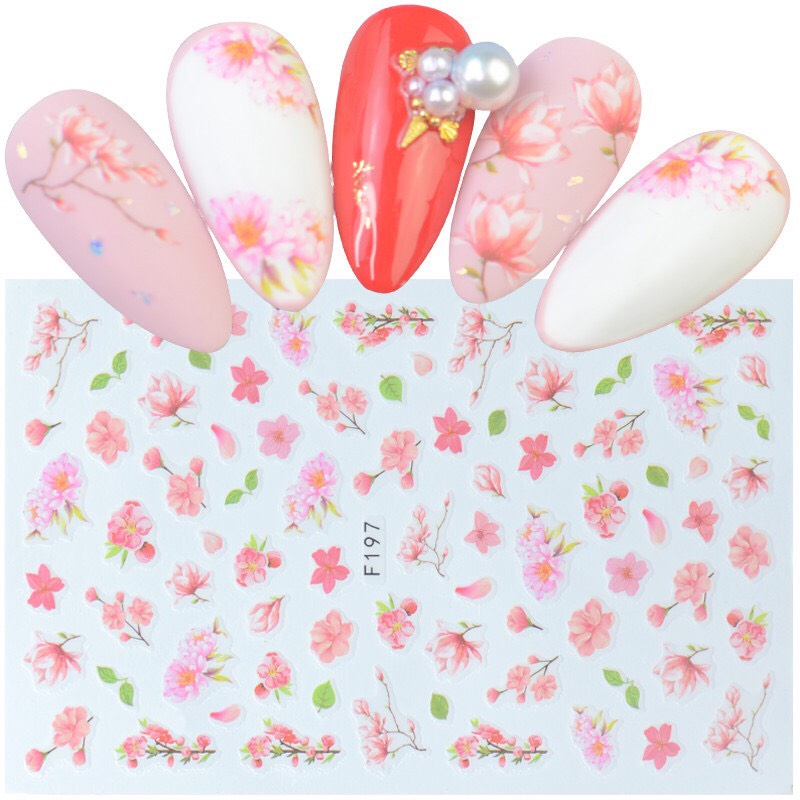 Combo 2 miếng decal dán móng tay hoa 3d 0982