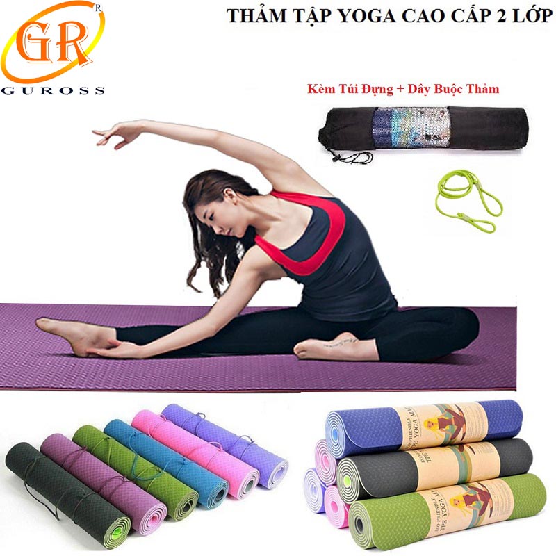 Thảm Tập Yoga 2 Lớp TPE 6mm Cao Cấp Chuyên Nghiệp QS Hàng Chính Hãng GUROSS