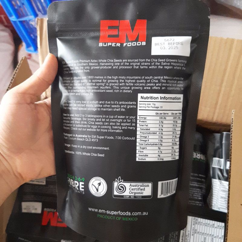 Hạt chia đen Úc [ Black Bag Chia ] túi 500gr Hàng Chuẩn