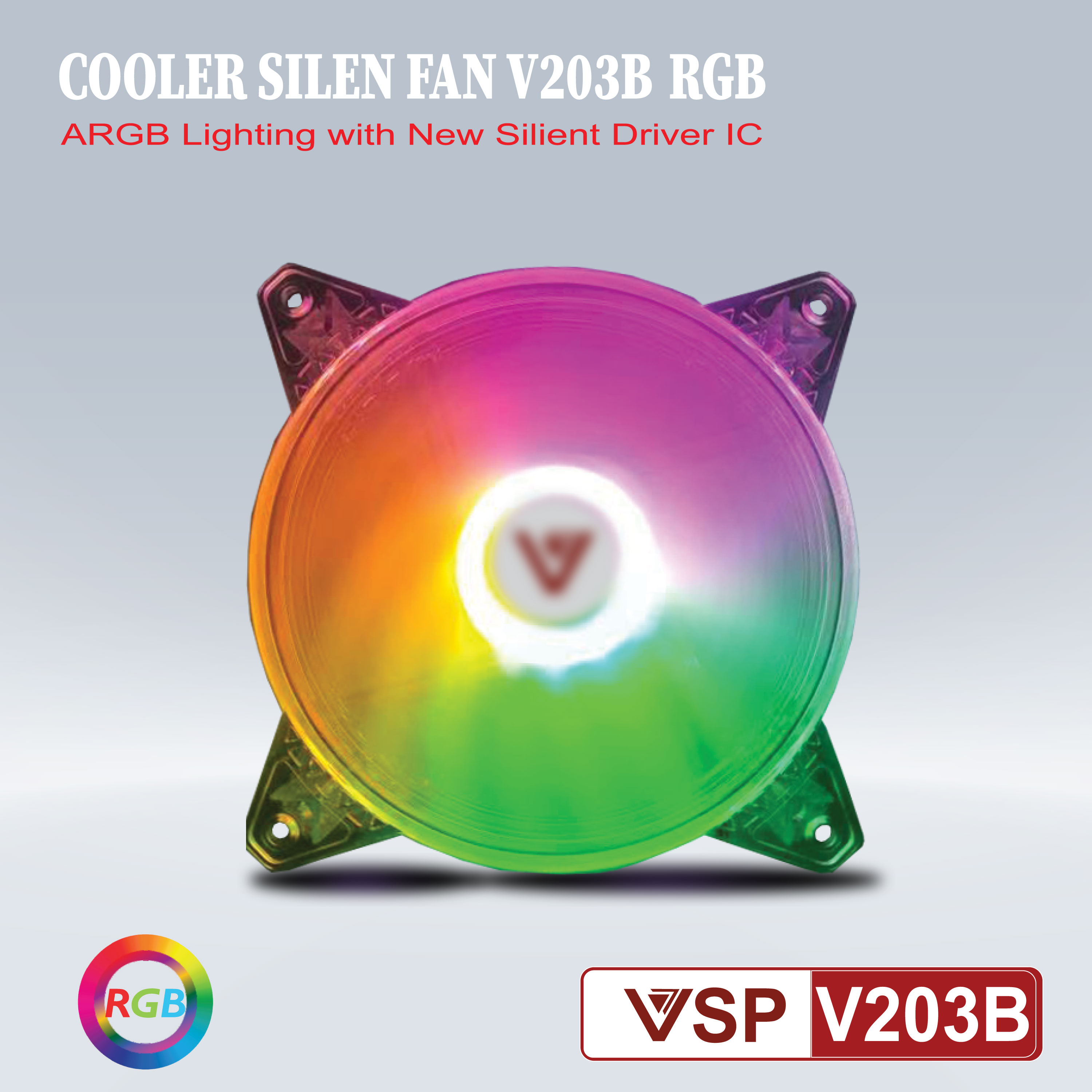 Fan tản nhiệt case VSP LED rgb V203B