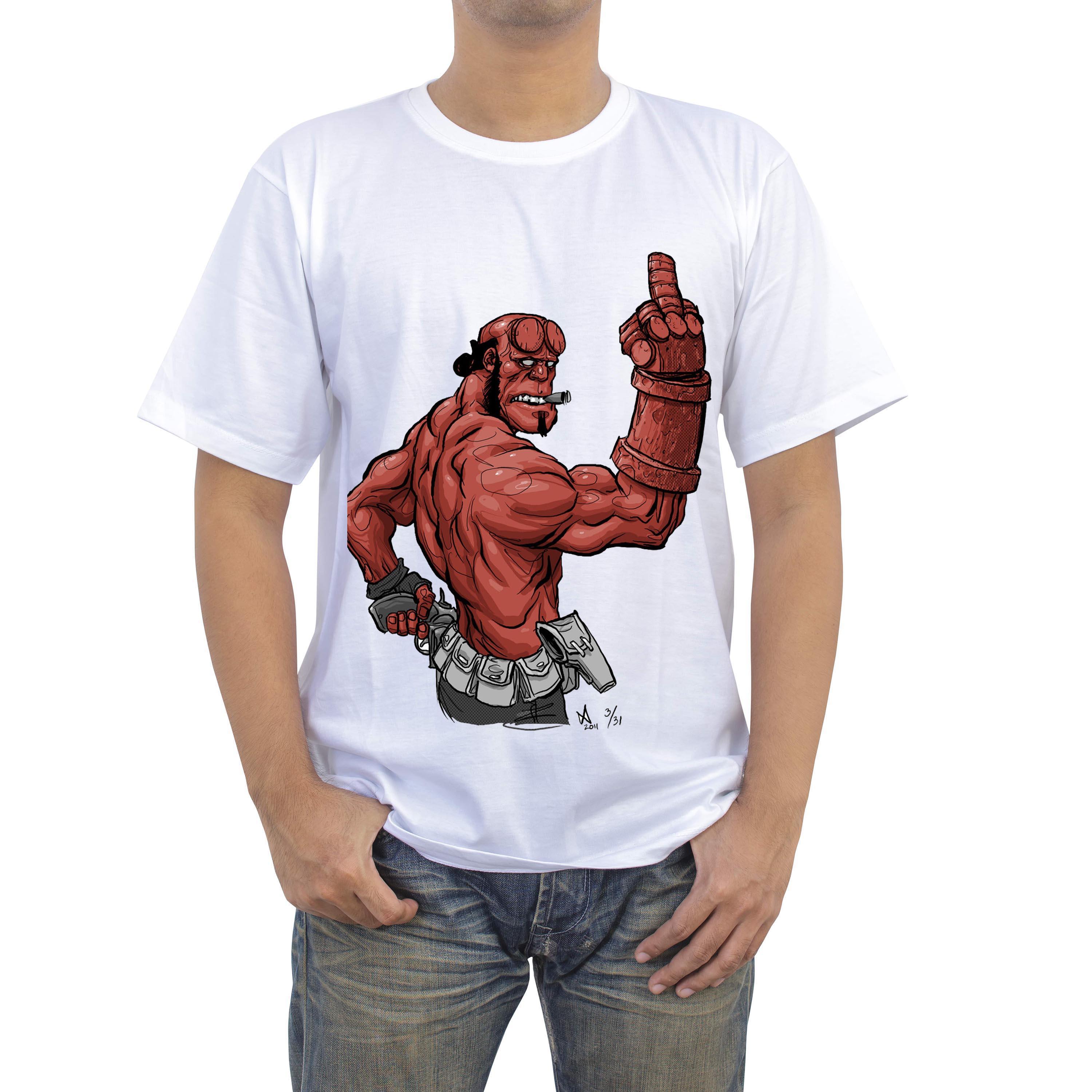 [HCM]Áo thun in hình Hellboy giơ ngón giữa