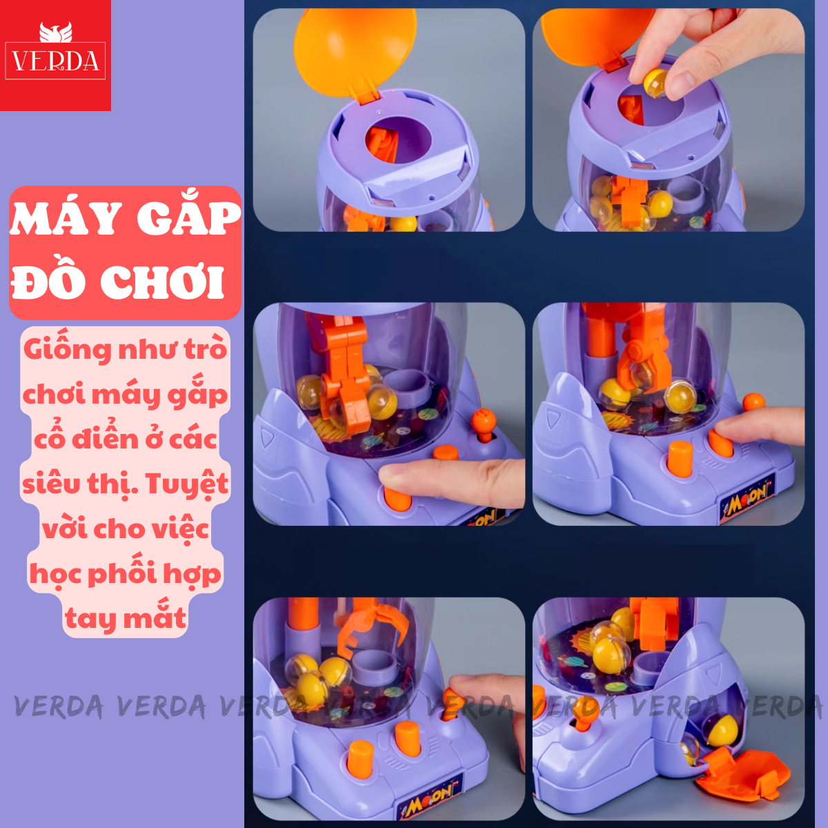 Máy gắp bóng mini, đồ chơi bộ gấp rocket tên lửa bi kẹo trẻ em cho bé VERDA