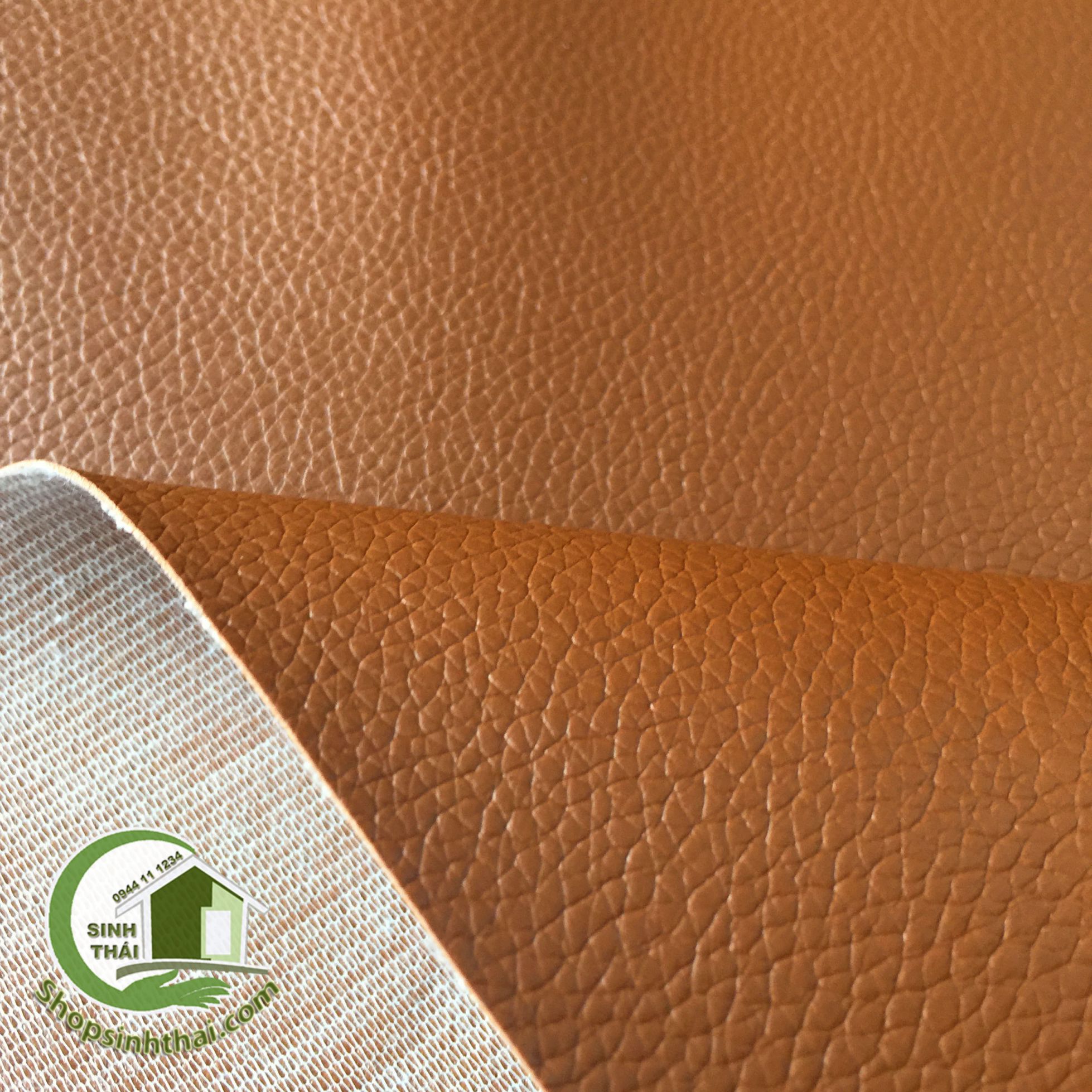 [HCM]Vải da simili PVC màu nâu da bò có vân - vải giả da may túi ví may bóp giày dép may nệm sofa - [ 1 mét x khổ 140cm ]