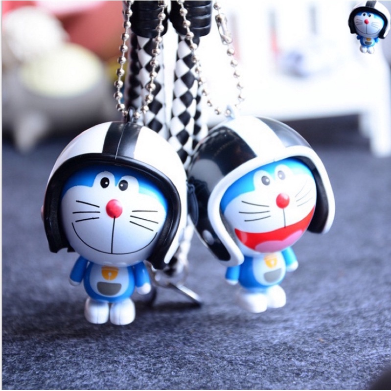 Móc khoá doremon đội nón bảo hiểm cute EDC simple