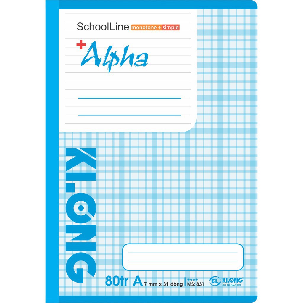 Vở kẻ ngang Alpha KLong - 80 trang; MS 831 - khách sỉ ib