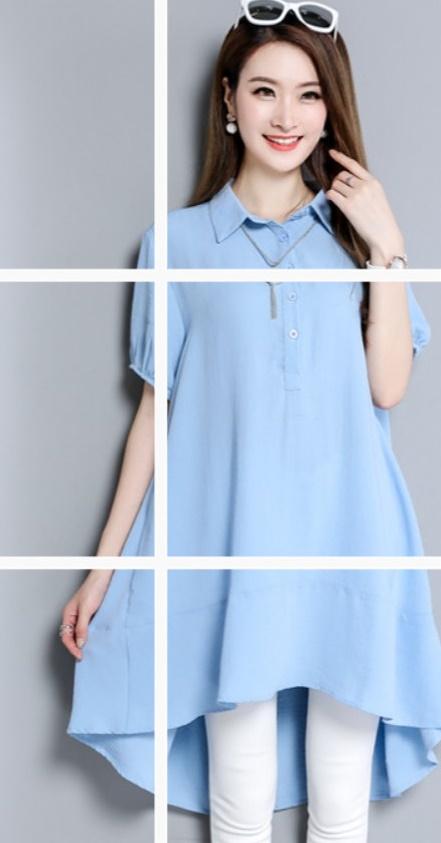 Đầm bầu ngắn tay cổ sơ mi công sở b39