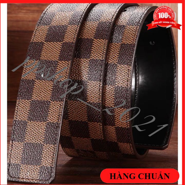 Thắt Lưng Nam Dây Da Họa Tiết Caro Độc Lạ Cá Tính