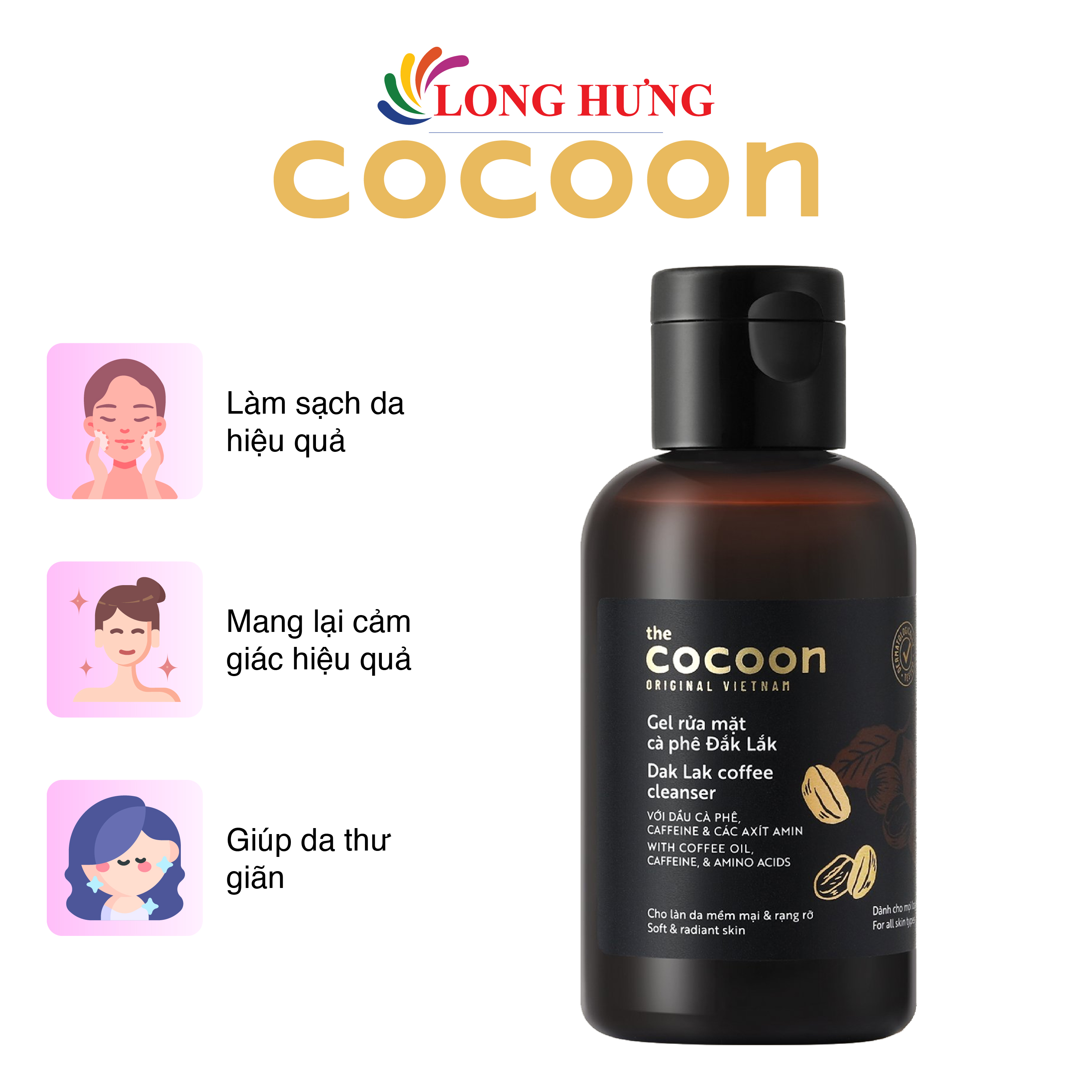 Gel rửa mặt cà phê Đắk Lắk Cocoon giúp da mềm mại và rạng rỡ (140ml)