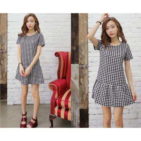 Đầm Suông Sọc Caro Đuôi Cá