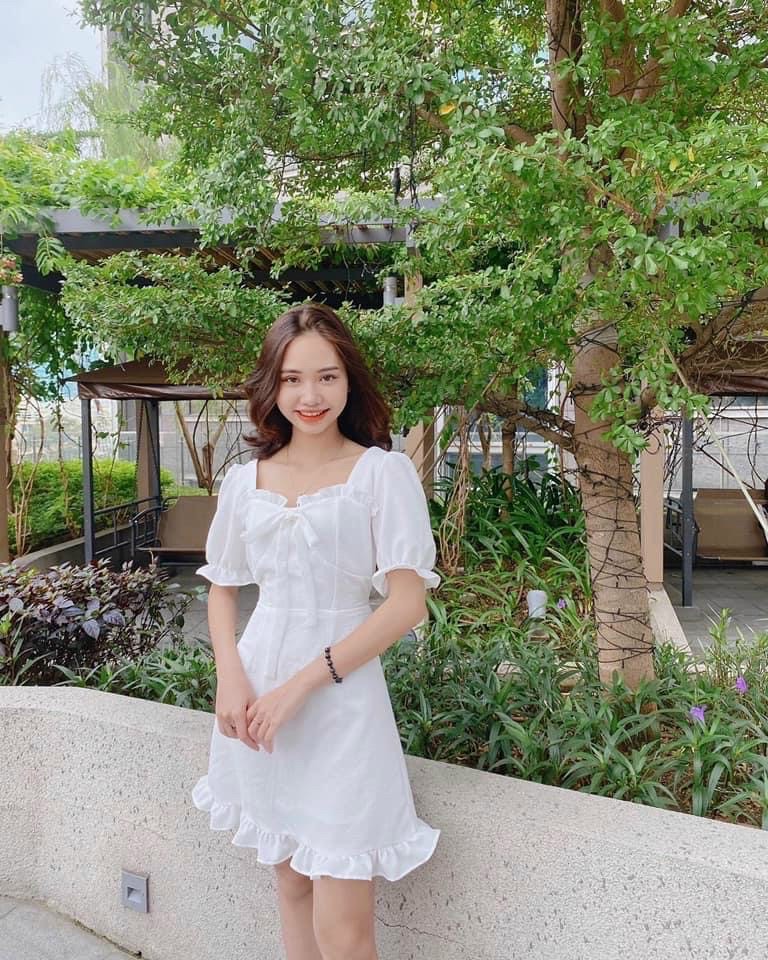 Đầm viền bèo nơ cổ 3 màu