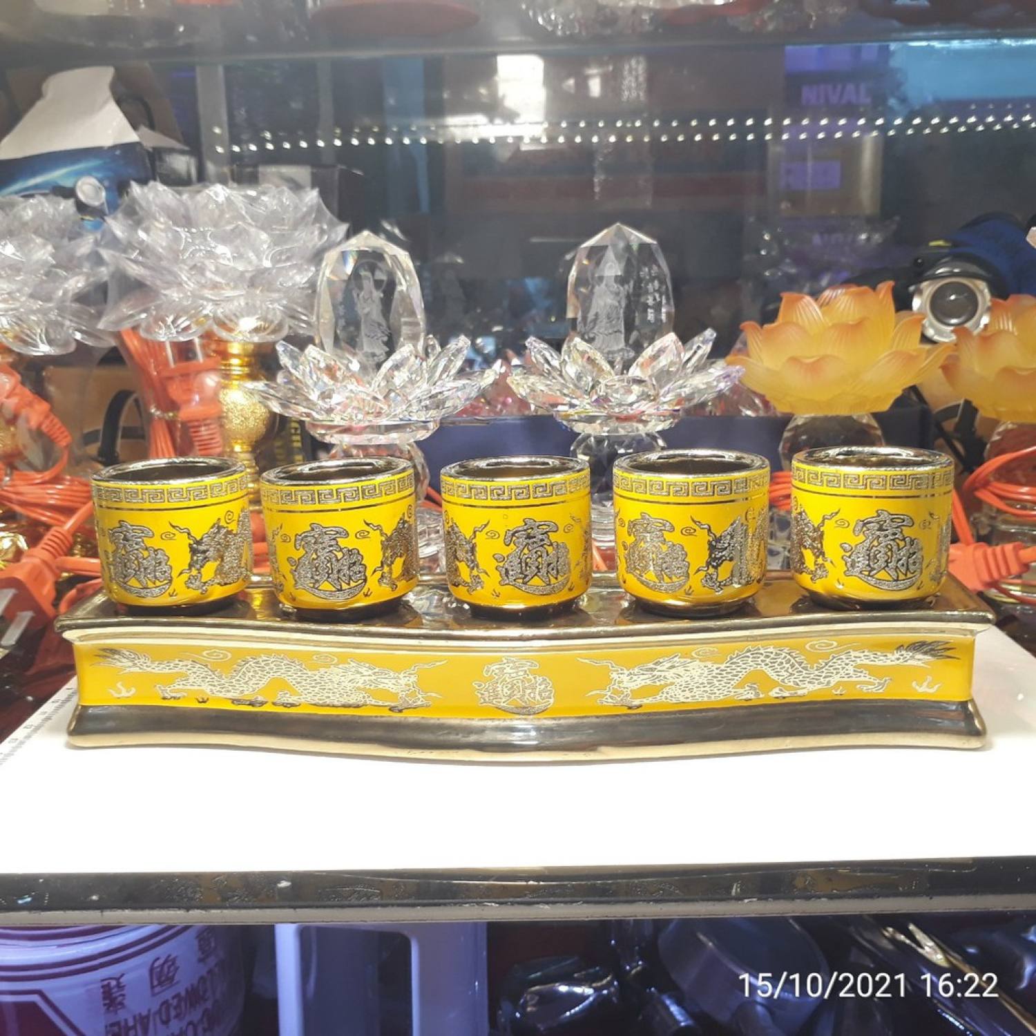 Án 5 ly và Án 3ly nước thờ cúng rồng vàng