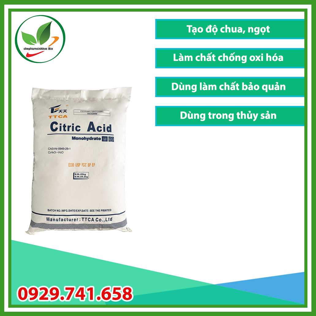 Acid Citric. Bột chanh, bột chua. Bao 25kg
