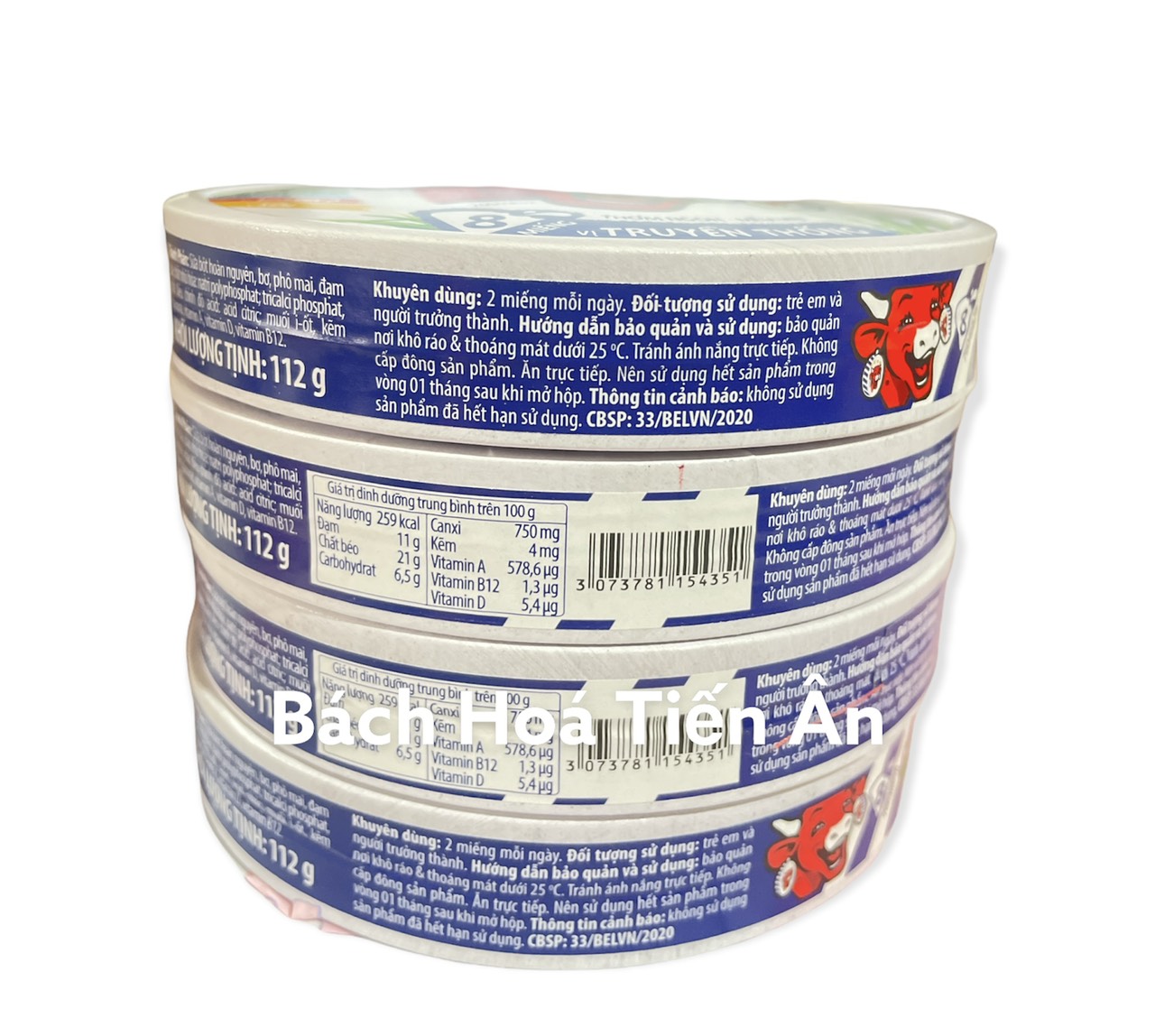 Phô mai Con Bò Cười hộp 112g (8 miếng), 224g ( 16 miếng )