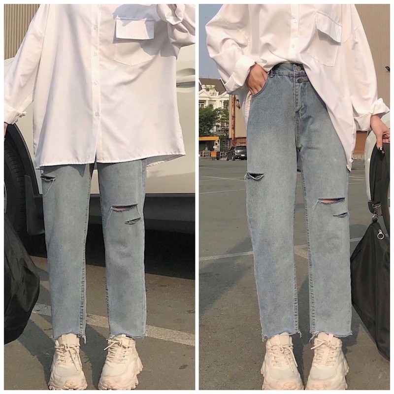 Quần baggy jean rách 17.3 3 line kèm video tự quay