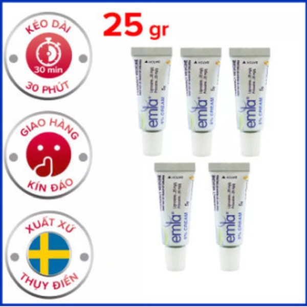 [25g] Bộ 5 Tinh Chất Thụy Điển Emla Cream 5% - 5g/tuýp cao cấp
