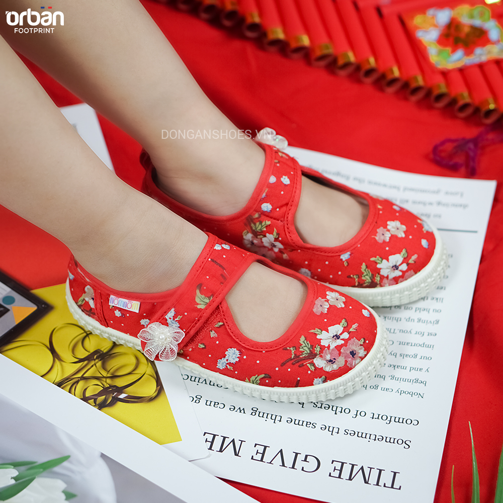 Giày búp bê cho bé gái quai dán NomNom EPG1914 Đỏ