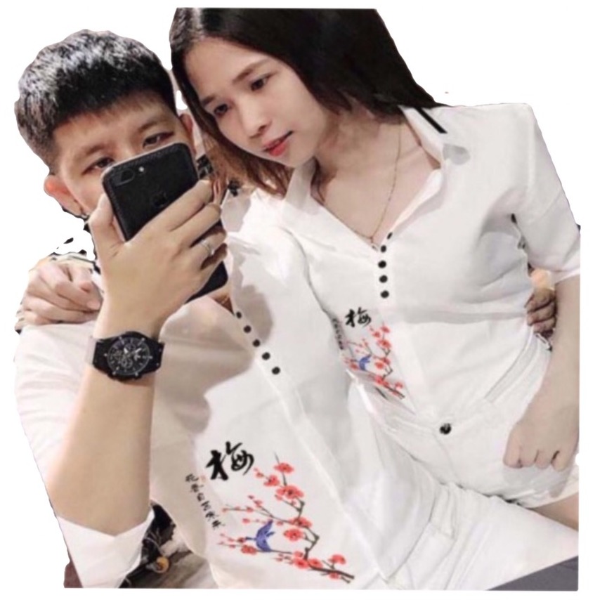 [HCM]Aó sơ mi in cặp lụa kate đang hót cho các cặp đôi tre năm2020