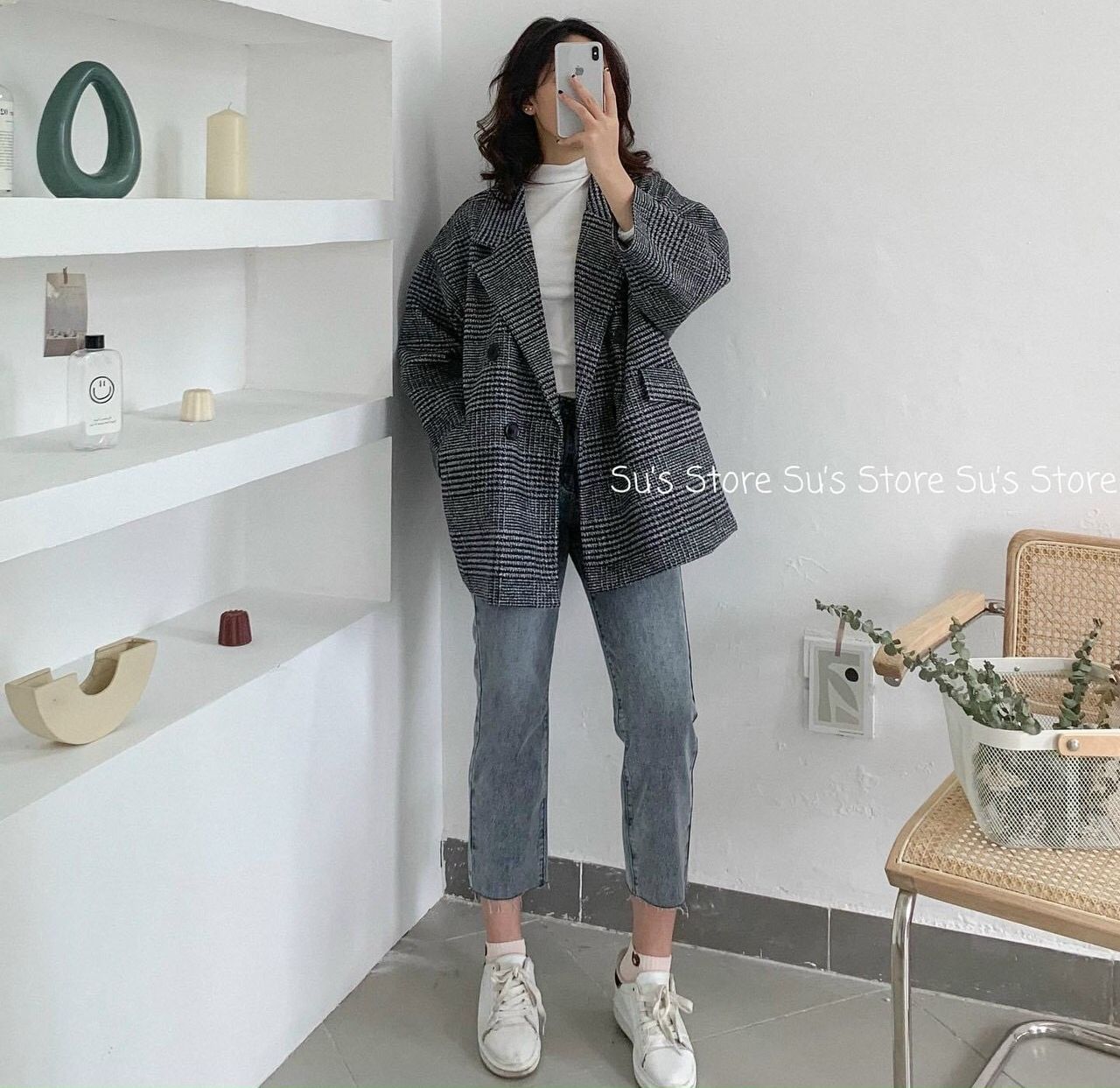 Áo vest blazer kẻ siêu hot