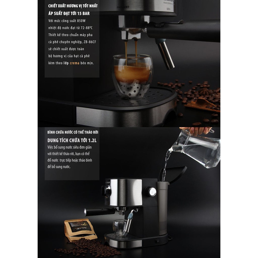 Máy Pha Cà Phê Espresso Zamboo ZB-86CF
