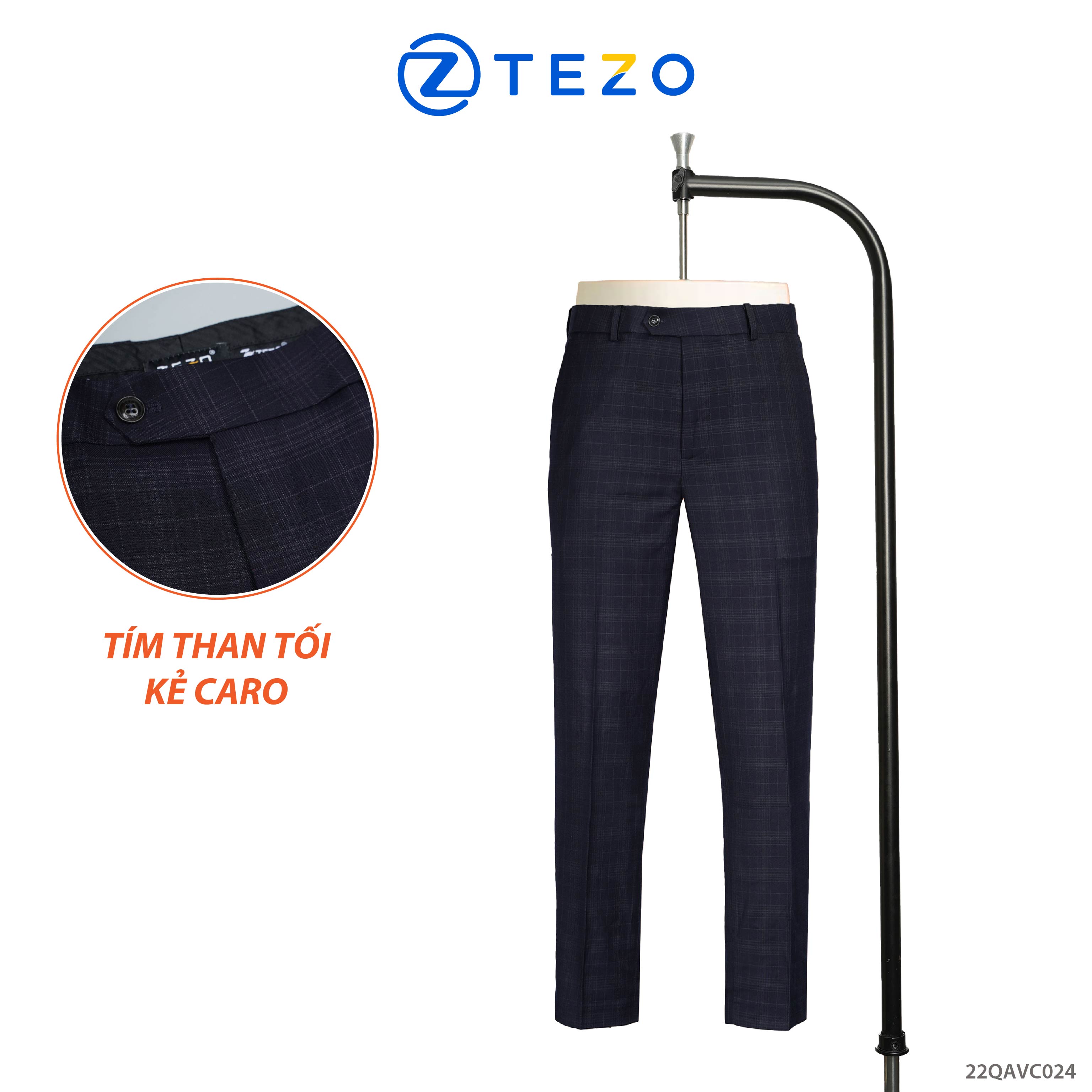 Quần âu nam, quần vải nam, quần dài nam, quần vest kẻ caro tezo 22qavc024