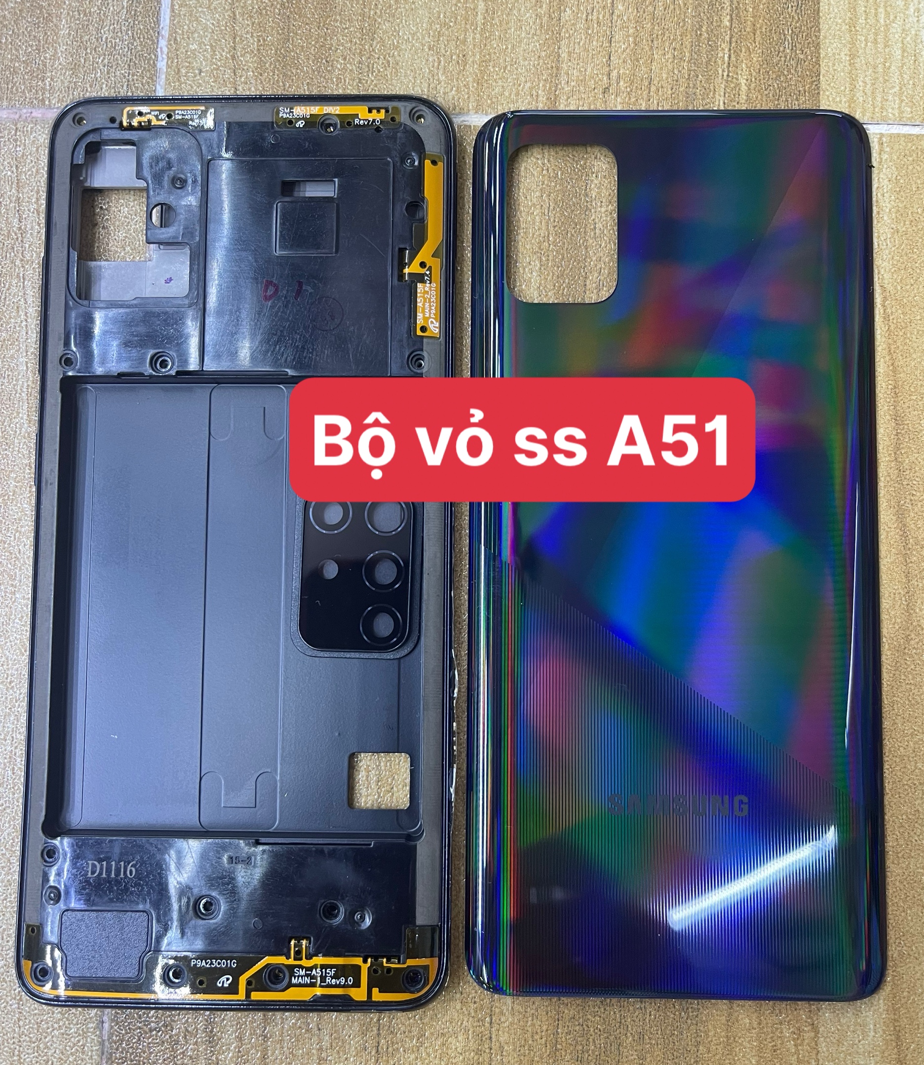 Bộ xương vỏ sam sung A51(GỒM;LƯNG,SƯỜN,PHÍM BẤM,KÍNH CAM)