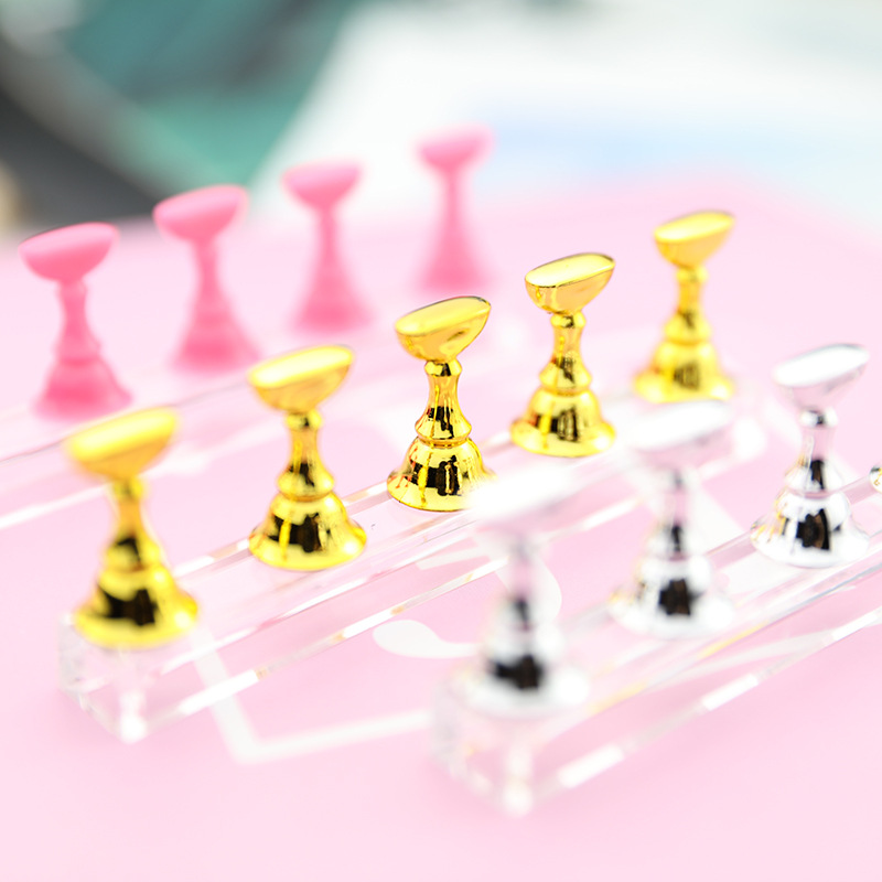 Q set 5 đế gắn móng giả tập sơn vẽ nail (giá đỡ móng giả tập vẽ) Y