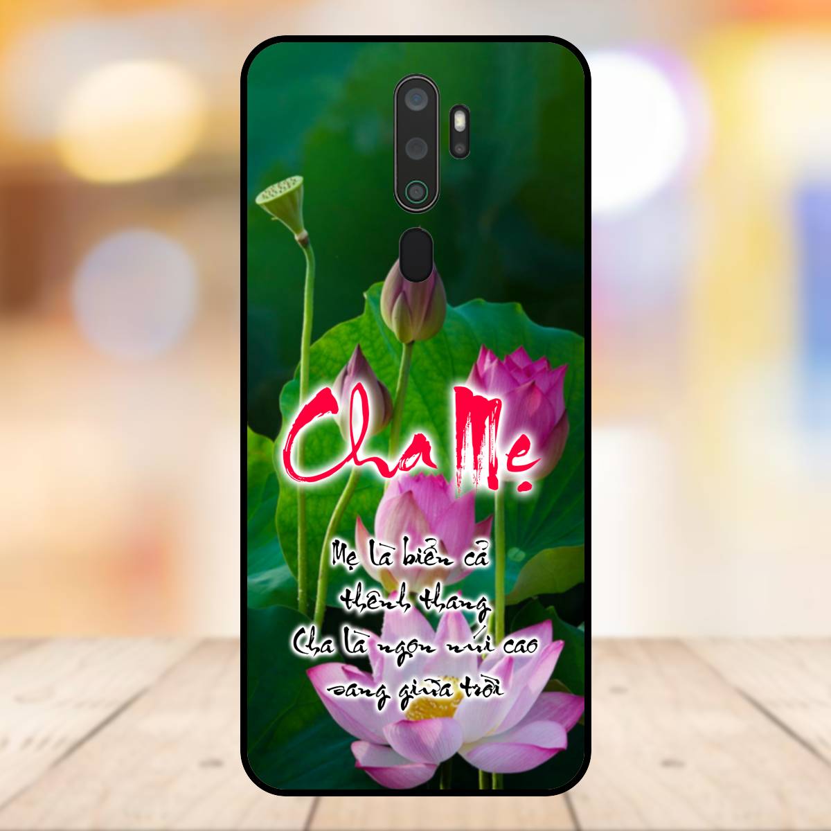 Ốp lưng điện thoại oppo a5 2020, a9 2020 viền đen thư pháp cha mẹ phong thuỷ