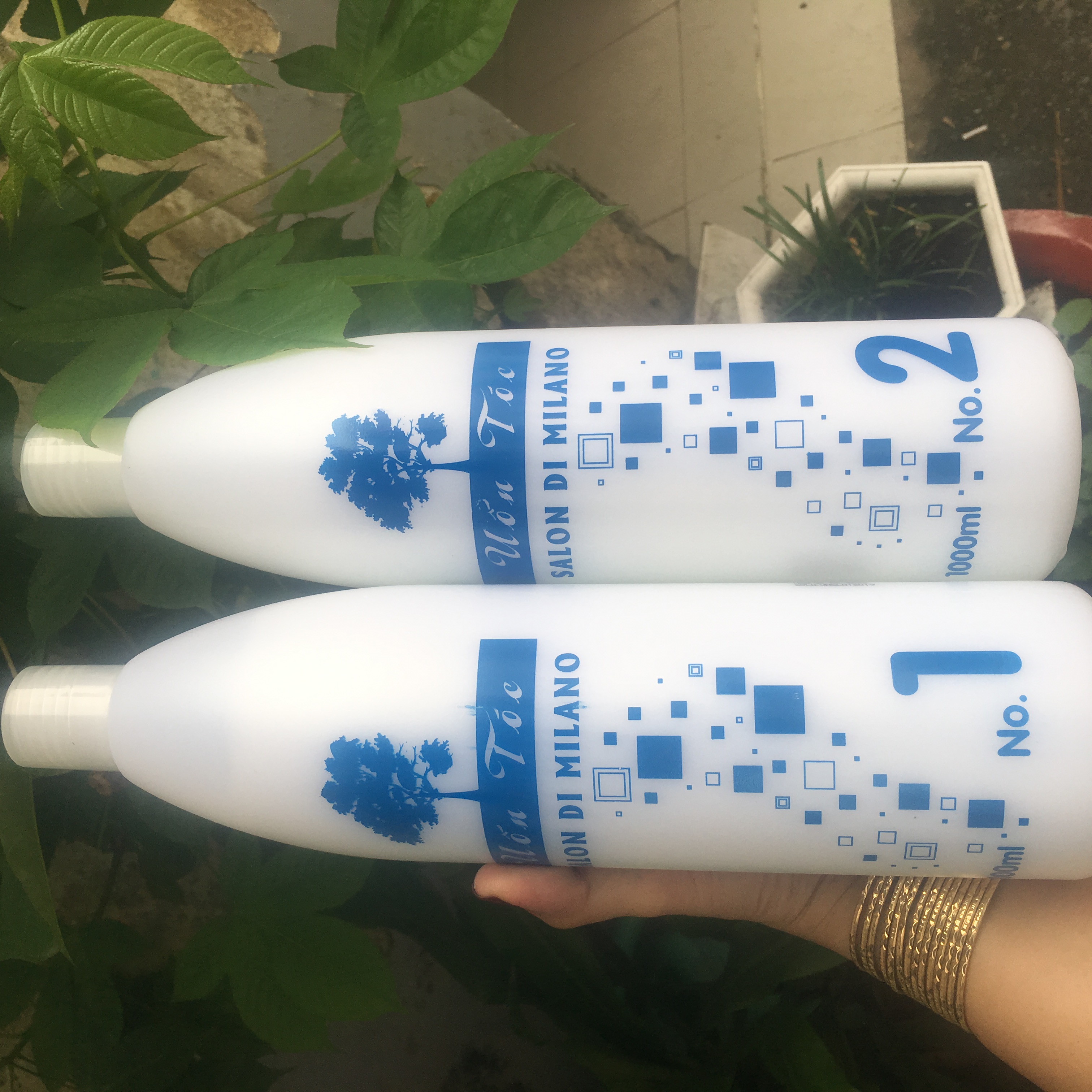 Cặp uốn tóc collagen chuyên dành cho tóc trung bình yếu salon di milano 1000ml x 2