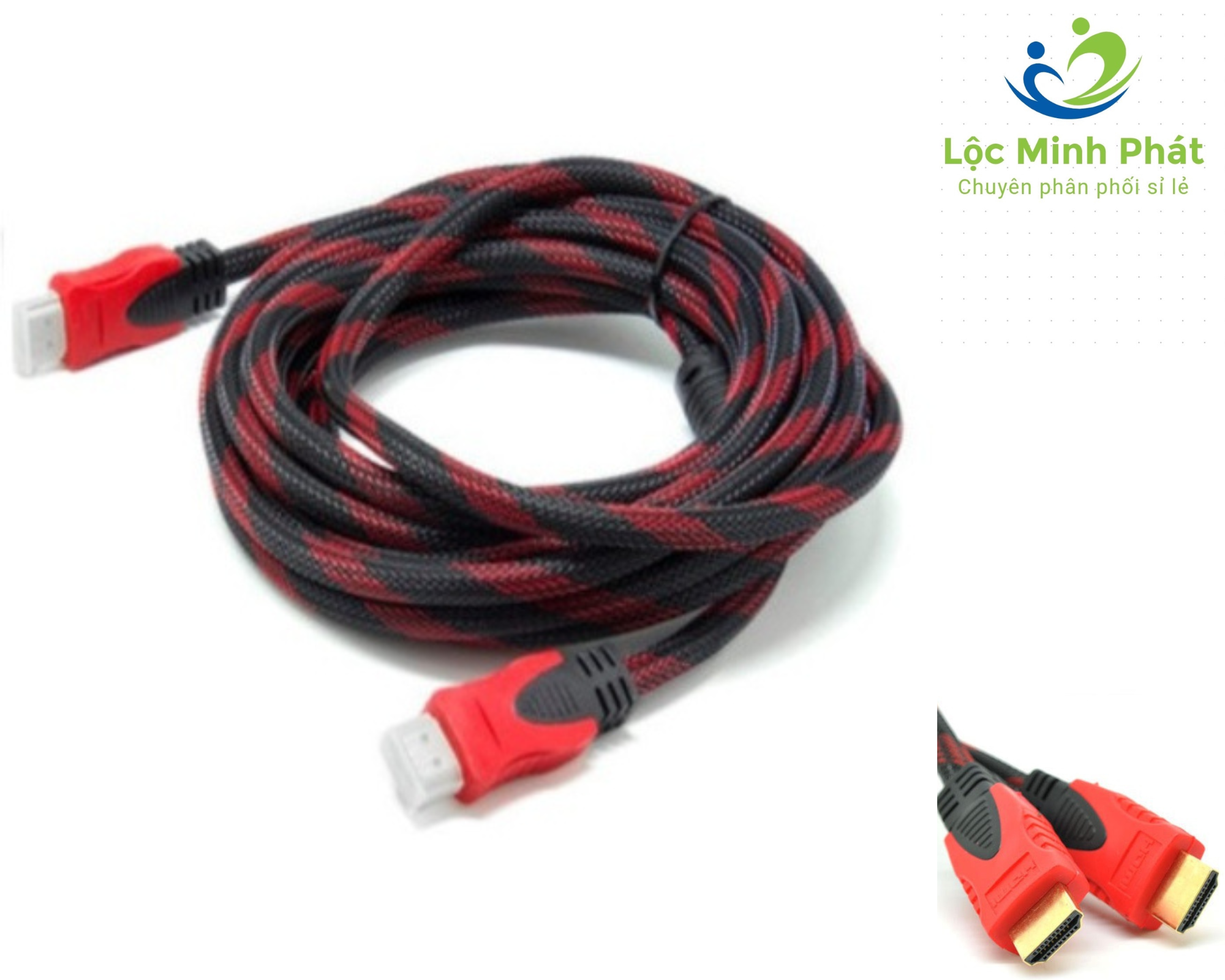 Dây cáp hdmi tròn lưới đỏ dài 1.5m / 3m / 5m / 10m