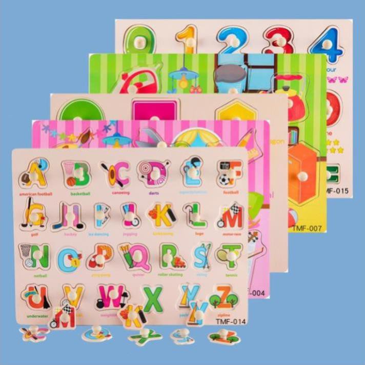 Bảng núm gỗ_Đồ chơi Lắp ráp bằng Núm gỗ cho Bé(23x30x0.5cm )