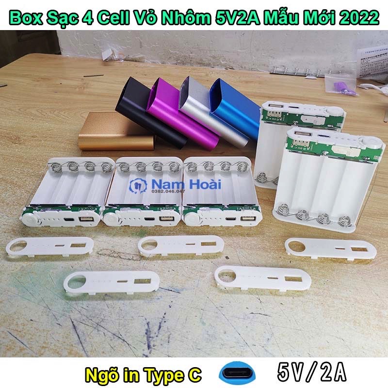 [HCM]Mạch sạc 4 cell pin 5V2A + box 4 cell vỏ nhôm ( có lò xo, không gồm pin )