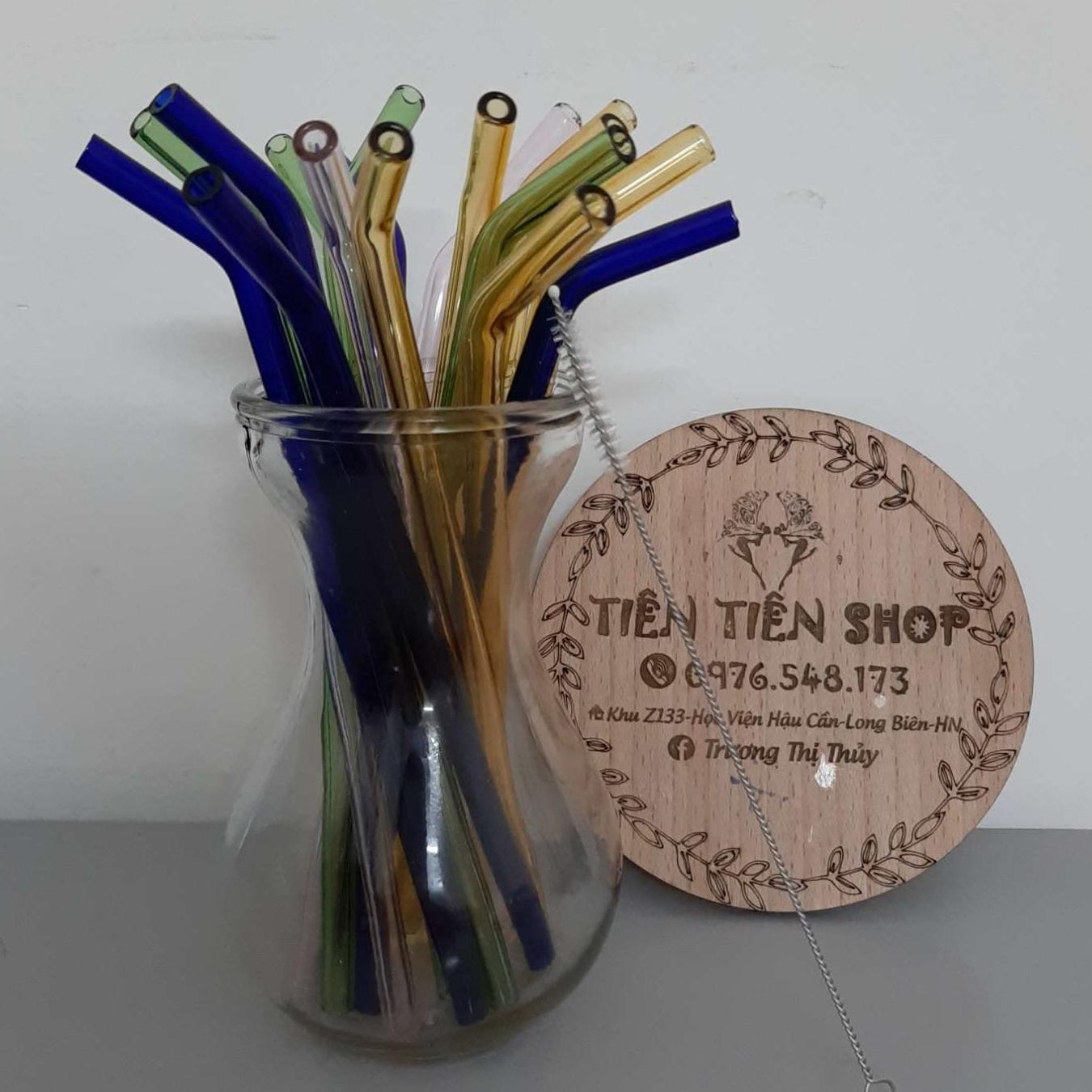 5 Ống hút thủy tinh 20cm đủ màu