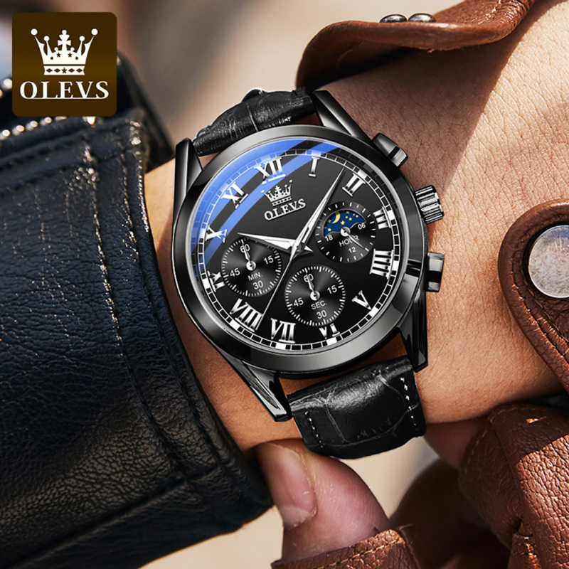 Đồng hồ thạch anh OLEVS cao cấp dành cho nam doanh nhân chất liệu chống nước dây da thời trang
