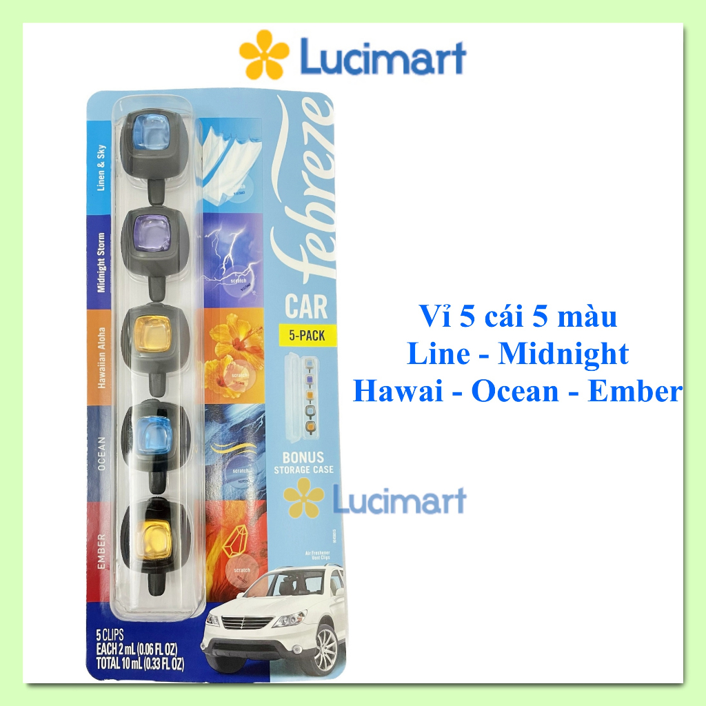 Nước hoa ô tô Febreze Air Freshener Car Vent Clips kẹp ống gió xe hơi [Hàng Mỹ]