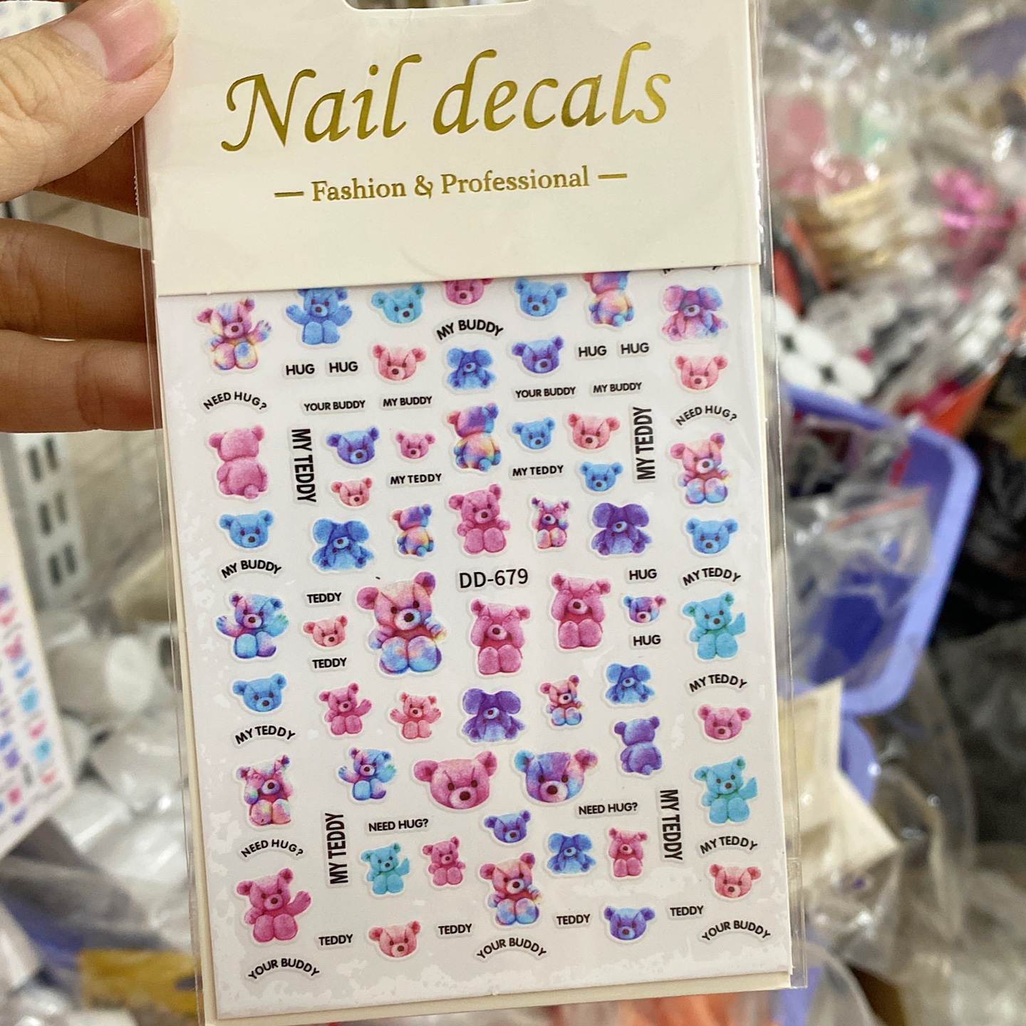 Miếng dán sticker dán móng tay , mẫu gấu cute - mini nails
