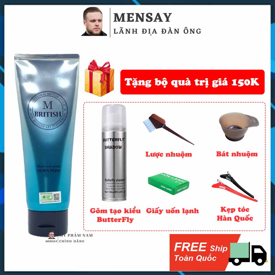 Kem ép side tóc BRITISH M Men s Style Down Perm 200g + bộ quà tặng VIP