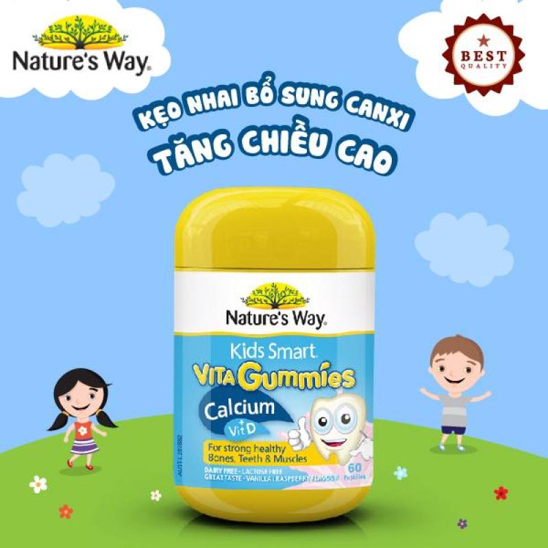 Natures Way Kids Smart Vita Gummies Calcium Vit D - Viên kẹo nhai bổ sung canxi tăng chiều cao nhập khẩu