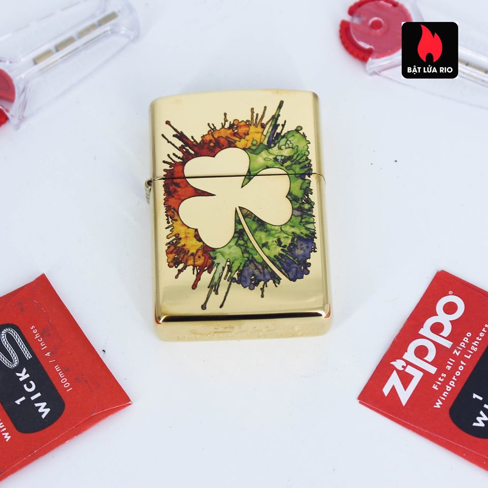 Bật lửa Zippo 49125 – Zippo Graffiti Clover Design High Polish Brass