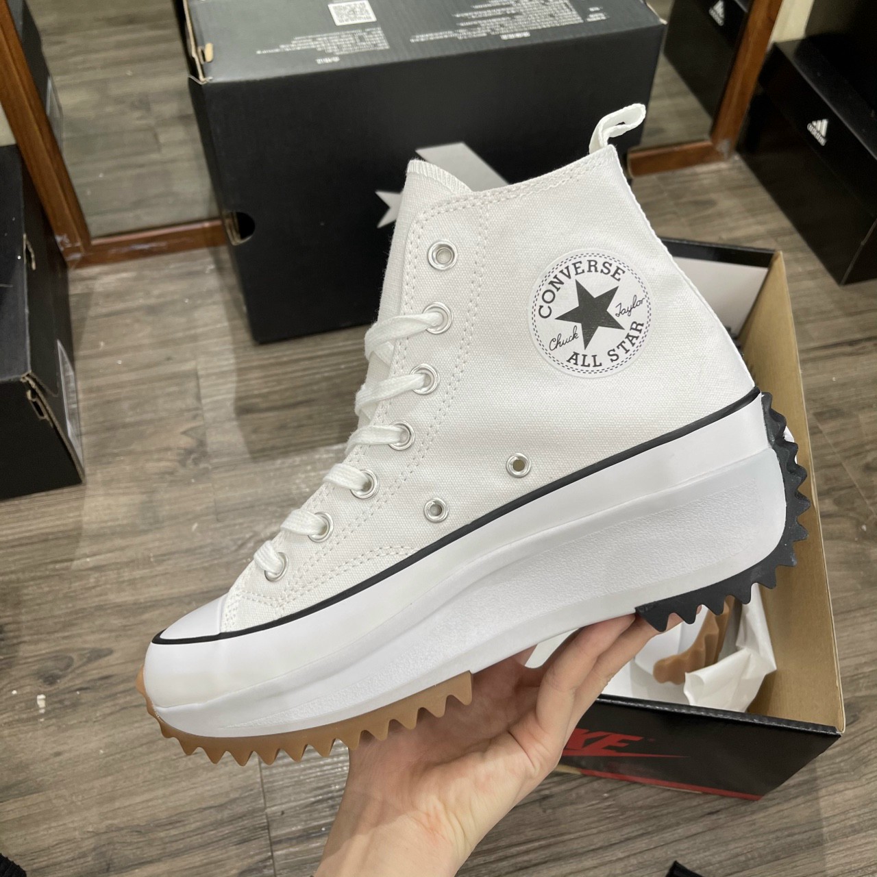 Giày Converse Run Star Hike Hi Low White Cổ Cao + Cổ Thấp ( Full box )