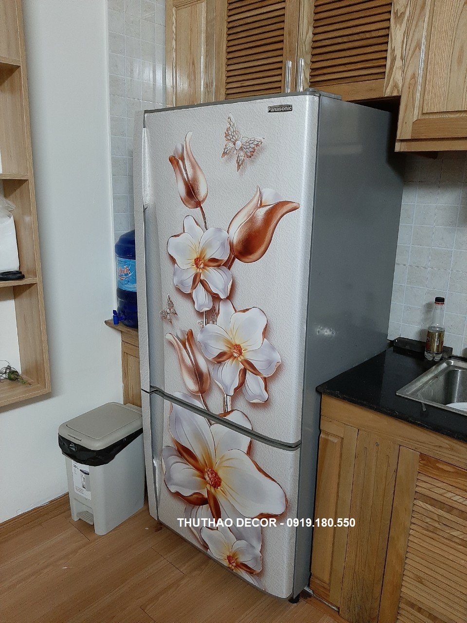[HCM]Decal Dán Tủ Lạnh HOA VÀNG 3D - THUTHAODECOR