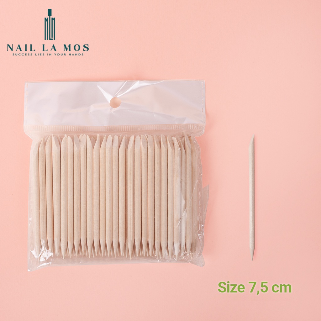 Que gỗ làm nail 2 đầu đẩy da sủi móng nặn hoa bột - Que tháo móng giả chuyên dùng cho nailbox