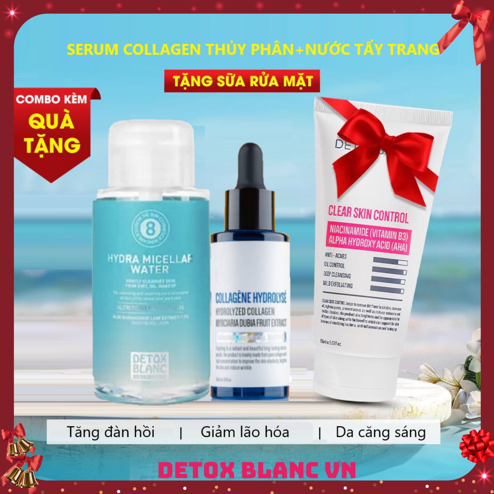 combo dưỡng trắng da detox blanc tặng sữa rửa mặt