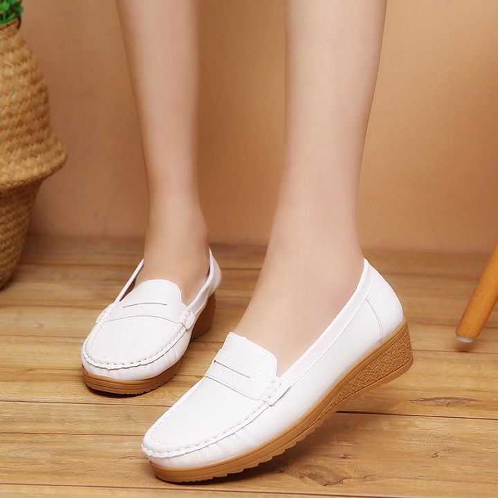 Giày Lười Độn Đế Nữ, Giày Moca Nữ Chất Liệu Da Cao Cấp - GN05
