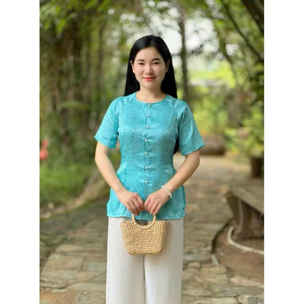ÁO BÀ BA LỤA GẤM TAY NGẮN CỰC KUTE # ÁO LẺ, QUẦN LẺ