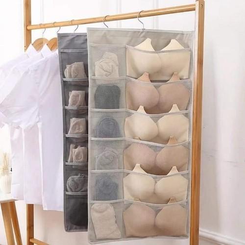 [SALE SỐC 50%] Túi lưới đựng đồ lót, tất, quần áo trẻ em,... có móc treo tiện dụng, Giá treo đồ dùng gia đình 2 mặt, nhiều ngăn tiện dụng, Tui luoi dung do lot, tat, quan ao tre em,... co moc treo tien dung