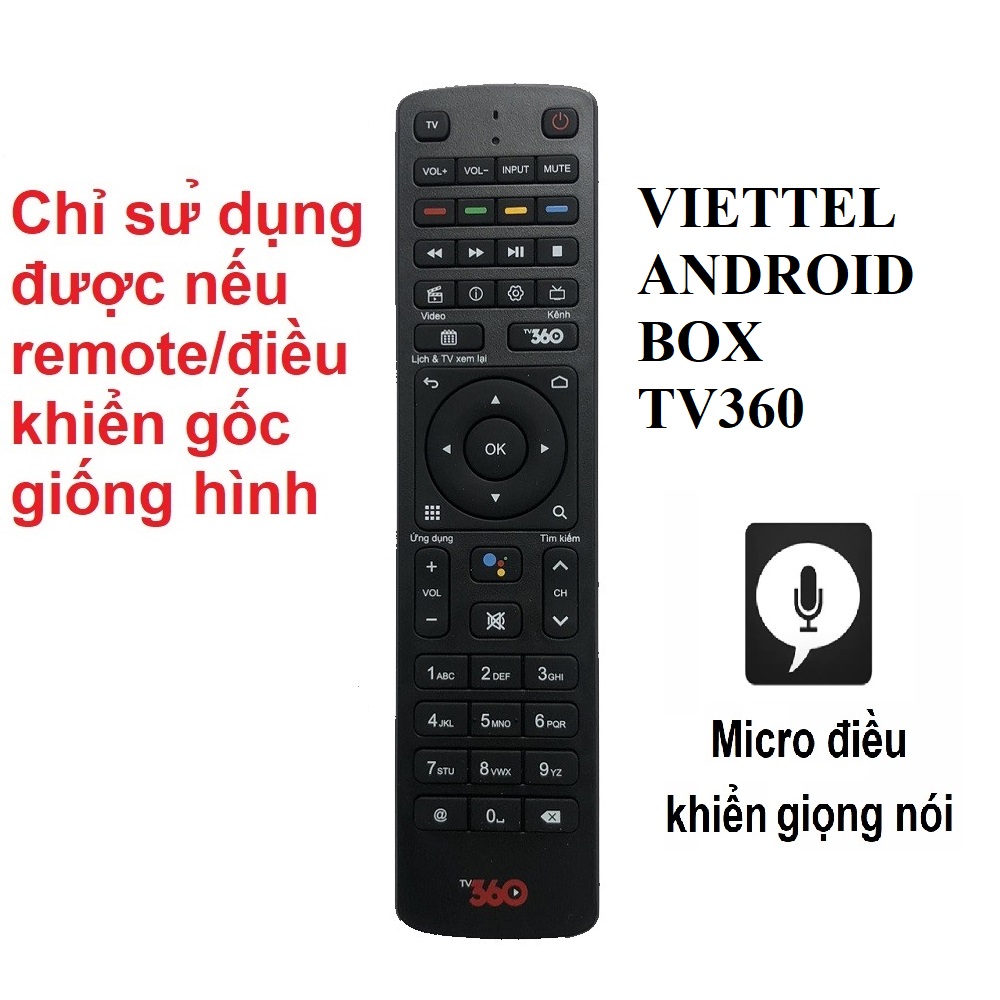 Remote điều khiển đầu thu Viettel TV360 Box 4K Viettel Android TIVI box điều khiển giọng nói