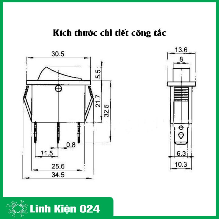 Công tắc bập bênh KCD3-103 3 chế độ 250V 16A