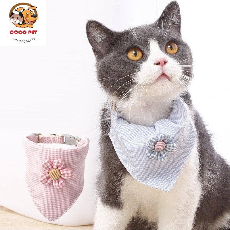 Yếm Vải Đeo Cổ Khăn Quàng Cổ Cho Chó Mèo Nơ Hoa Phong Cách Hàn Quốc