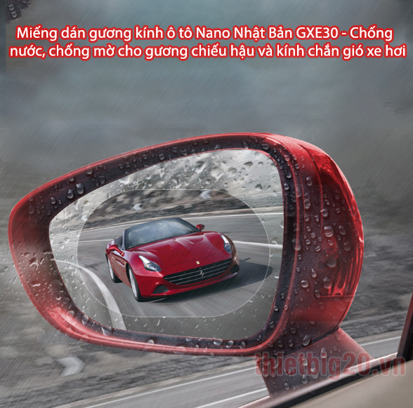 Miếng dán gương kính ô tô Nano Nhật Bản GXE30 - Chống nước, chống mờ cho gương chiếu hậu và kính chắn gió xe hơi - Hình tròn